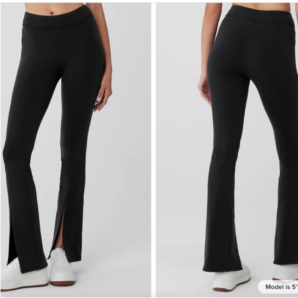 ALO High Rise Split Hem Flare Yoga Pants Black Size XS